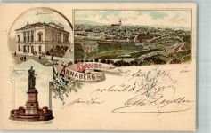 99976 O5701 Annaberg b Mühlhausen, Thür 1900 Lithographie Barbara Ottmann-Denkmal Stadttheater