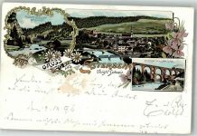 07985 O6603 Elsterberg , Vogtl 1896 Gebrauchsspuren Lithographie Elstertalbrücke Aus dem Steinigt