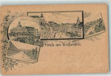 06667 O4850 Weißenfels , Saale 1899 Gebrauchsspuren Vorläufer Druck 1880-1889 , Lithographie Marktplatz Schloss Saale-Partie