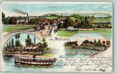 03000 Moulins Allier 1904 Lithographie Gruss aus Dampfschiff Station Potonbrücke AK