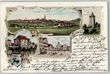 35305 W6310 Grünberg , Hess 1898 Lithographie Diebs-Turm vor der Renovation Burg Marktplatz