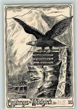 W7808 Waldkirch , Breisgau Einjähriges - Adler mit Büchern - Federzeichnung Abitur 1915 Künstlerkarte