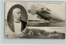 Graf Zeppelin, Ballon beim Aufstieg, Ballon nach der Katastrophe Zeppelin, F. Graf von Foto AK
