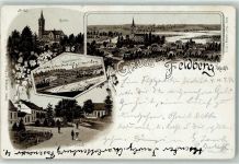 17258 O2082 Feldberg , Meckl 1894 Lithographie Vorläufer Hotel Plümecke Wasserheilanstalt Kirche