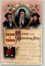 W6500 Mainz a Rhein 1400-1900 Gutenberg Feier AK Gutenberg 1900 Lithographie