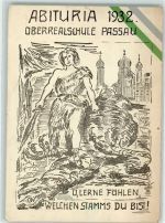 94032 W8390 Passau Gebrauchsspuren Oberrealschule Abituria 1932 Siegrfried Drachentöter Pennäler Studentika