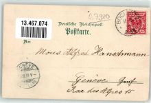 03238 O7980 Finsterwalde 1899 Lithographie / Mondschein Kriegerdenkmal Post Bahnhof