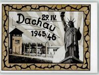 Tag der Befreiung in Dachau - Gedenkkarte 1945/46 und Sonderstempel Jüdische Gedenkstätte