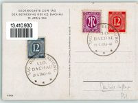 Tag der Befreiung in Dachau - Gedenkkarte 1945/46 und Sonderstempel Jüdische Gedenkstätte