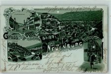 75305 W7540 Neuenbürg , Württ 1900 Lithographie / Mondschein Hauptstraße Vorstadt Schlosstor