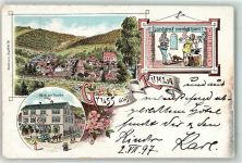 99842 O5906 Ruhla 1897 Lithographie Hotel Zur Traube Landgraf werden hart Schmied