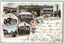 89584 W7930 Ehingen Donau 1897 Lithographie Gymnasium Marktplatz Aussichtsturm Bahnhof sehr frühe Karte