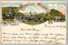 55624 W6572 Rhaunen , Hunsrück 1896 Lithographie Wartenberg Ev.Pfarrkirche
