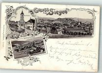 57072 W5900 Siegen 1903 Lithographie Marktplatz Nikolai-Kirche