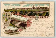 87727 W8943 Babenhausen , Schwab 1902 Lithographie Hauptstraße Bahnhof Wappen