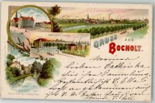 46395 W4290 Bocholt 1897 Lithographie Bahnhofstraße Rathaus Marktplatz Nachporto