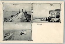 Baltijsk Pillau 1906 Foto AK Leuchtturm Nordmole Gasthaus Strandhalle