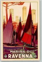 48023 Marina di Ravenna Lithographie Segelboote