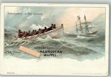 sign. Stöwer, Willy Werbung Sprengel Waffel Serie 1 Nr. 6 Seenotrettung 1900 Lithographie / Künstlerkarte