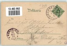 74592 W7184 Kirchberg an der Jagst 1898 Gebrauchsspuren Schloss Hornberg Villa Schön-Eck Lithographie