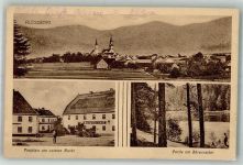 95703 W8591 Plößberg , Oberpf 1924 - Unterer Markt Postamt Gasthaus zur Post Am Bärenweiher