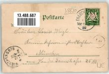 91757 W8830 Treuchtlingen 1899 Gebrauchsspuren Villa Aurnhammer Hotel Gasthaus Poujol Schloss Post Lithographie
