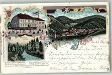 37412 W3429 Sieber 1899 Lithographie Hotel zur Krone Im Siebertal Gedicht