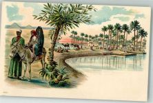 Tracht Esel Oase Pyramiden Motiv Ägypten Lithographie