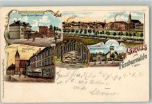 15517 O1240 Fürstenwalde , Spree 1899 Lithographie Bergschlösschen Rauenstein Marktplatz Neue Ulanen-Kaserne