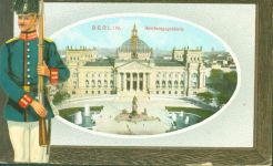 W1000 Tiergarten Wachsoldat Oblate aufgeklebt Reichstagsgebäude Holzrahmen imitiert Collage