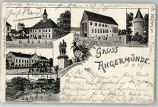 16278 O1320 Angermünde 1898 Gebrauchsspuren Lithographie Vorläufer Kreis-Ständehaus Bahnhof Stauchung