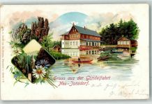 02796 O8805 Kurort Jonsdorf 1903 Lithographie Gondelteich Ruderboote Mageriten