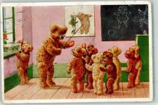 vermenschlicht Schule Meister Petz Teddy 1930 Künstlerkarte