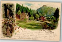 01848 O8352 Hohnstein 1901 Lithographie Die Wolfsschlucht a. Hockstein Polenzthal