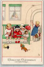 Geburtstag Kinder Mandoline Pralinen Dackel Meissner u. Buch Serie 2301 Döring, L. / LD 1918