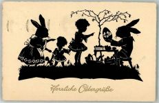 Ostern Hase vermenschlicht Glückwunsch Scherenschnitt 1934