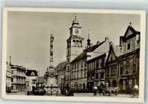 Trebon Wittingau 1955 Foto AK Denkmal Säule Marktplatz