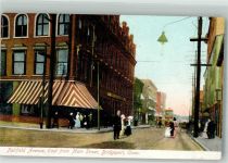 Bridgeport CT Foto AK Fairfiield Avenu Geschäft Straßenbahn
