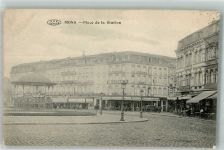 Mons 1914 Foto AK Place de la Station Geschäft