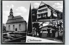 35713 W6345 Eibelshausen - Kirche Brücke Baum Haus Zaun