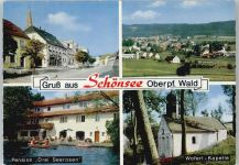 92539 W8476 Schönsee - Pension Drei Seerosen, Woferl-Kapelle, Ruderboot, Teilansicht