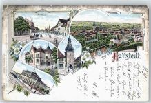 06333 O4270 Hettstedt , Sachs-Anh Gebrauchsspuren Marktplatz, Saiger-Tor, Postamt, Bahnhof
