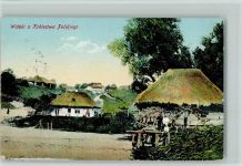 1915 - Widoki z Krolestwa Polskiego - Russisch-polnische Bauernhäuser Dorfansicht AK