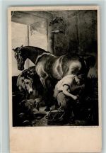 Hufschmiede - Vogelkäfig hängt an der Decke , Eckknick Schmied 1905 Gebrauchsspuren