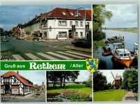 27336 W2818 Rethem (Aller) - Rückseite mit Abschürfungen bzw Kleberesten Londy Park Bockmühle Boote auf der Aller