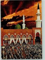 Dschidda - Green Dome and Prophets Holy Mosque at Dusk
