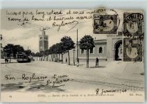 Tunis 1919 - Entree de la Casbah, Streetcar, Straßenbahn AK