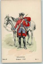 45000 Orleans Lithographie / Künstlerkarte Dragoner Uniform