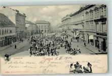 Szeged 1900 Gebrauchsspuren Marktszene
