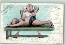 sign. Huber Verlag HSM Massagekur Humor AK Kur 1903 Künstlerkarte